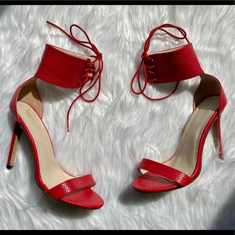 Paolo Russoto Red Snakeskin High Heels 11